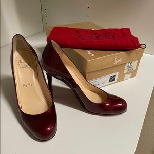 Christian Louboutin Simple pump 100 patent leather, wine red color
